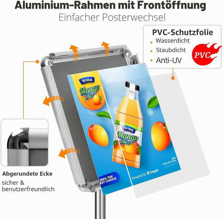 VAIIGO A3 Infoständer Höhenverstellbar Aluminium DIN A3 Plakatständer Informationsständer Präsentati