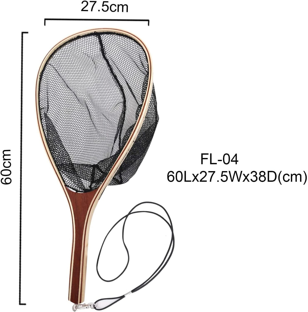 sprinton MAXIMUMCATCH Fischen Kescher Holzrahmen mit Gummi/Nylon Netz Fliegenfischen Landing Net FL0