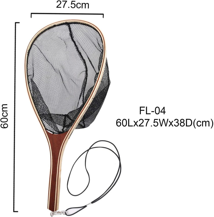 sprinton MAXIMUMCATCH Fischen Kescher Holzrahmen mit Gummi/Nylon Netz Fliegenfischen Landing Net FL0