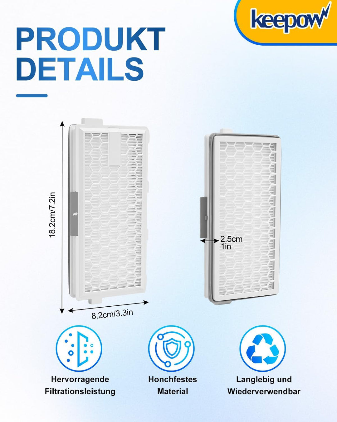 2 HEPA Airclean Plus 50 Filters für Miele Complete C3 Powerline, S8340 Staubsaugerfilter - Air Clean