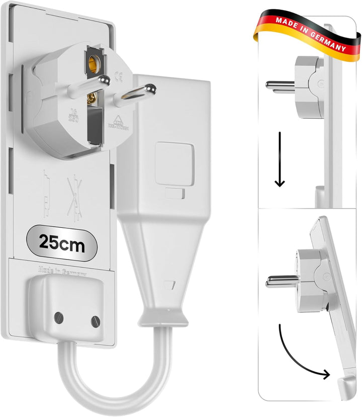 KABEL EULE | Evoline Flachstecker Verlängerung auf Eurostecker | Weiss | 25cm | Made in Germany | Mö