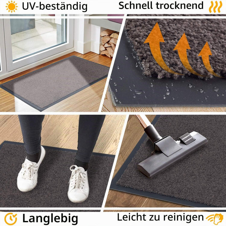 GadHome Fussmatte Braun 60x90 cm|Eingangstürmatte wasserdicht waschbar strapazierfähiger Schmutzfäng