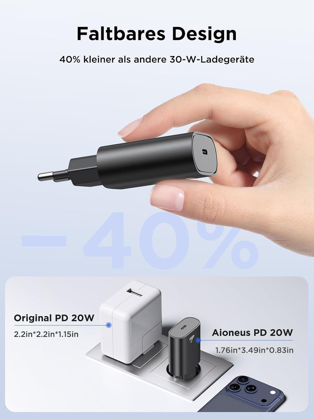 USB C Ladegerät, 2 Pack 20W USB-C Charger, iPhone Ladegerät USBC Adapter Stecker Handy ladegeräte PD