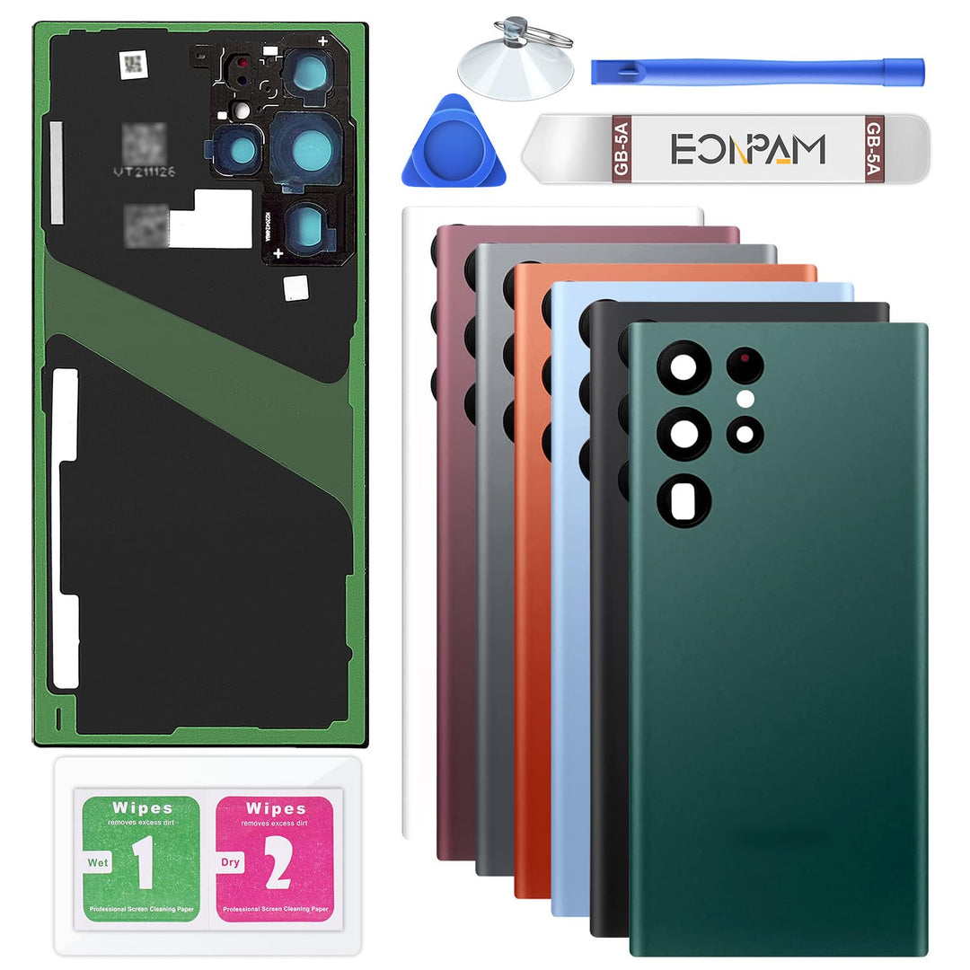 Eonpam Akkudeckel für Samsung Galaxy S22 Ultra 5G S908 Rückseite Glas Original Backcover Back Glas E