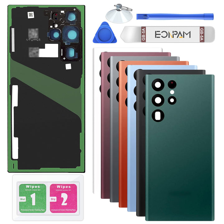 Eonpam Akkudeckel für Samsung Galaxy S22 Ultra 5G S908 Rückseite Glas Original Backcover Back Glas E