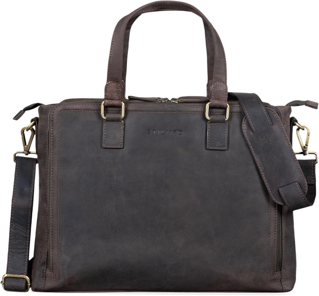 STILORD 'Claire' Businesstasche Damen Leder 15 Zoll Laptoptasche DIN A4 Aktentasche Umhängetasche un