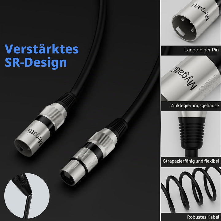 XLR-Kabel Mikrofonkabel 40 m(schwarz),Stecker auf Buchse,3 polig abgeschirmt ausbalanciert Patchkabe