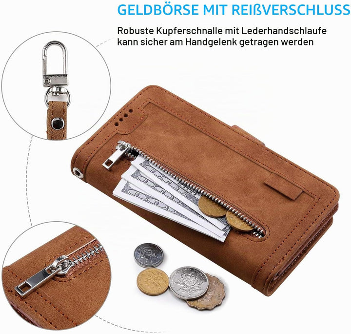 EYZUTAK Handyhülle für Samsung Galaxy S20 FE 5G Hülle,Flip Case Lederhülle Reissverschluss Magnetver