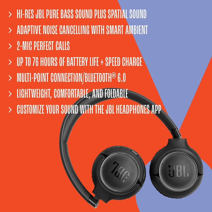 JBL Tune 680 NC Kabellose On-Ear-Kopfhörer mit adaptivem Noise-Cancelling, Smart Ambient, Bis zu 76