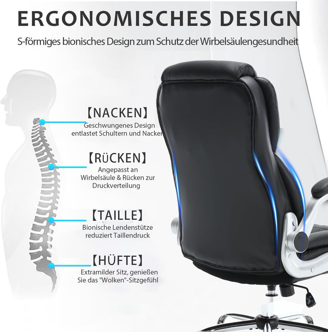 Bosmiller Bürostuhl Chefsessel 180kg Belastbarkeit Ergonomischer Bürostuhl Schreibtischstuhl mit Ver