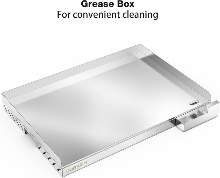 Universal BBQ Edelstahl Plancha Grillplatte Griddle für Gas- und Holzkohlegrill,58.3 * 40.5 * 7 CM,