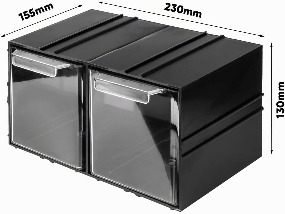 Aufbewahrungsbox mit Schubfächern Sortimentskasten - 6 Stück Transparent Schubladen - 690 x 155 x 13