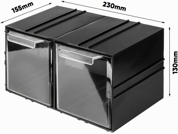 Aufbewahrungsbox mit Schubfächern Sortimentskasten - 6 Stück Transparent Schubladen - 690 x 155 x 13