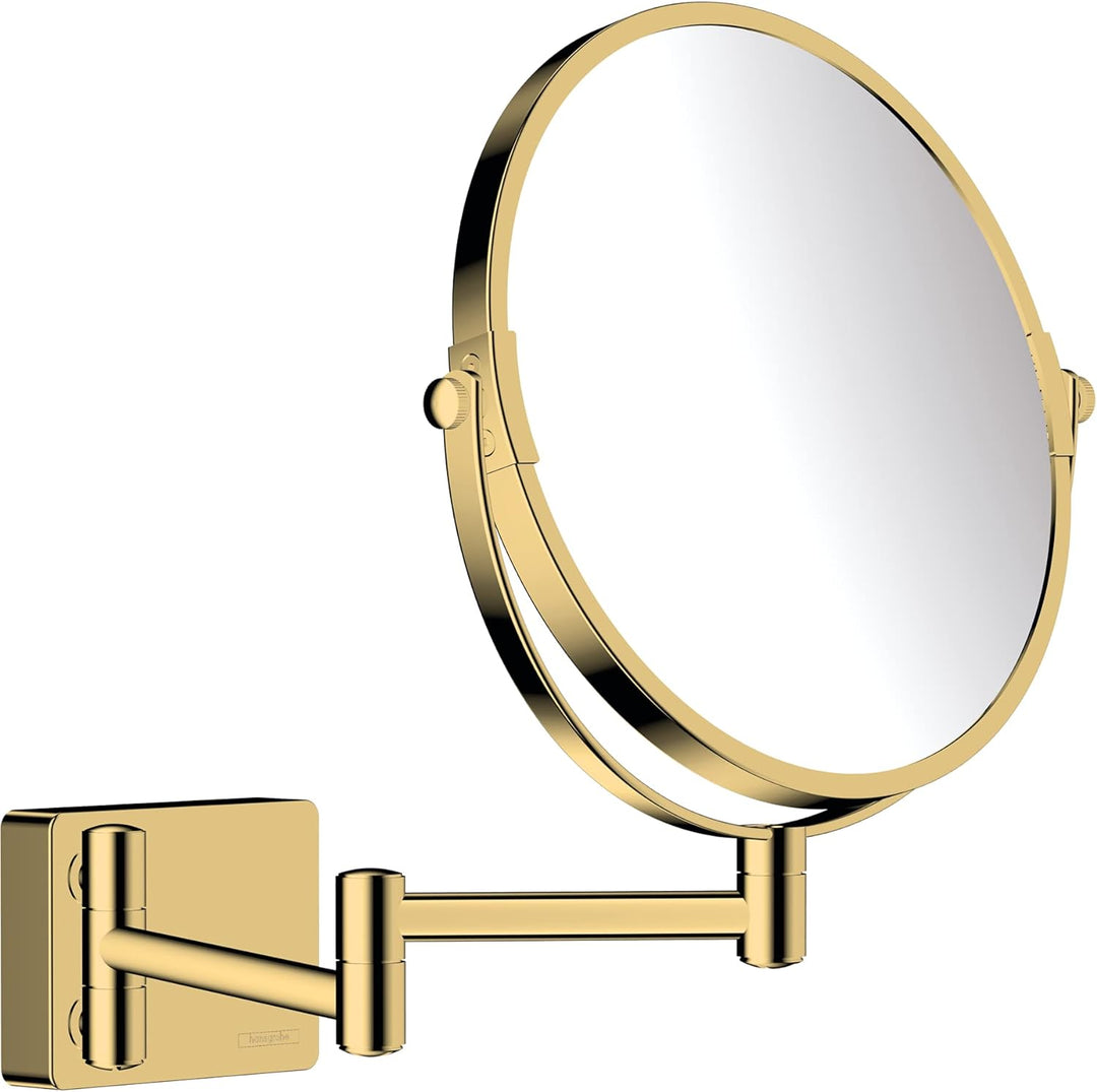 hansgrohe Kosmetikspiegel AddStoris, Rasierspiegel schwenkbar, Makeup Spiegel, Polished Gold Optic P