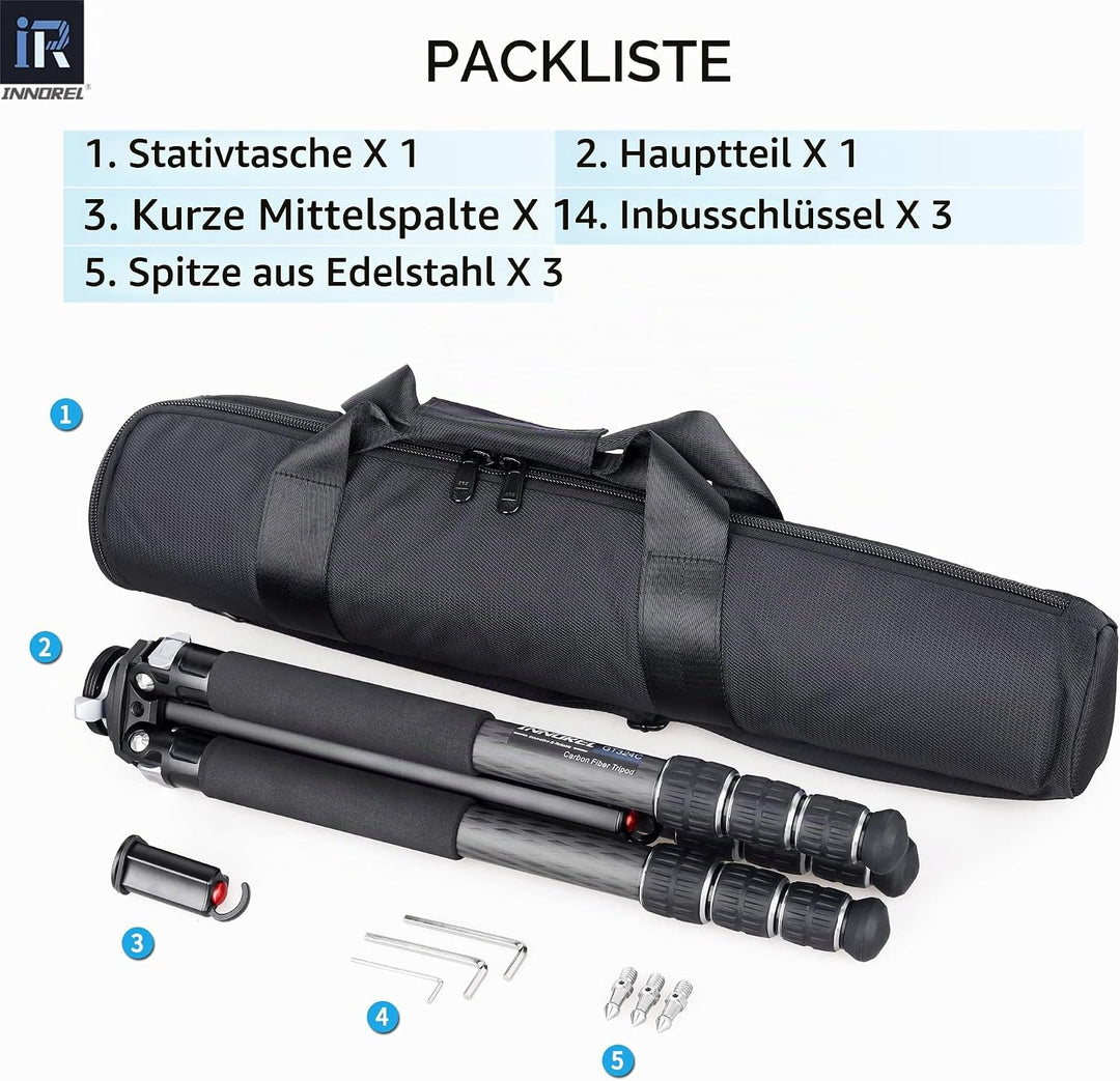 INNOREL GT324C Karbonfaser Professionelles, kompaktes, tragbares Stativ für Digitale DSLR-Kameras, s