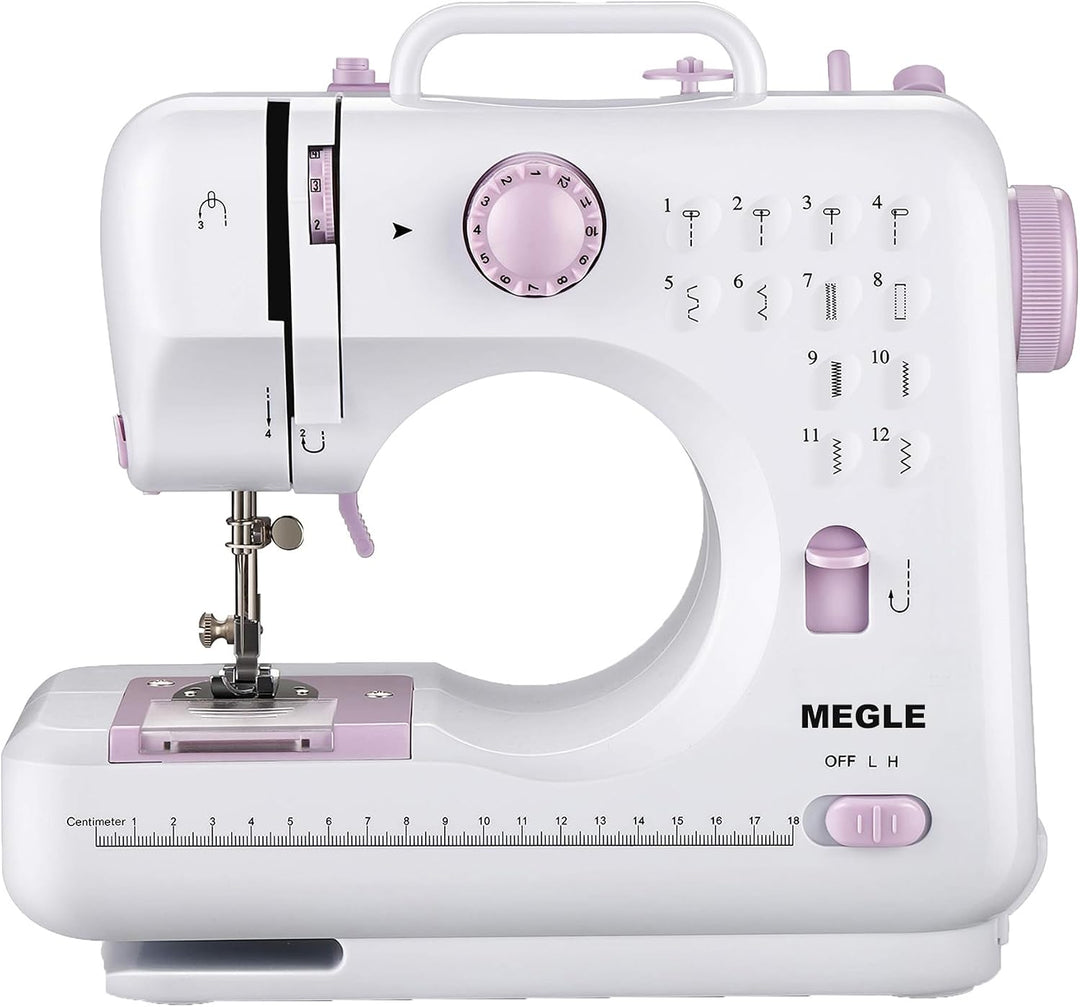Nähmaschine für Anfänger, kleine Nähmaschine mit Fusspedal, Handbuch in 5 Sprachen, zwei Stromversor