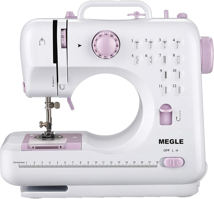 Nähmaschine für Anfänger, kleine Nähmaschine mit Fusspedal, Handbuch in 5 Sprachen, zwei Stromversor