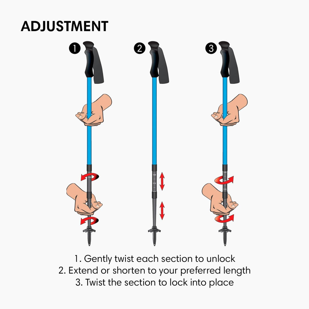 Fizan Compact 3 Trekking Poles – 5.6 oz Ultralight, Backpacking, Thru Hiking Poles, Adjustable, Coll