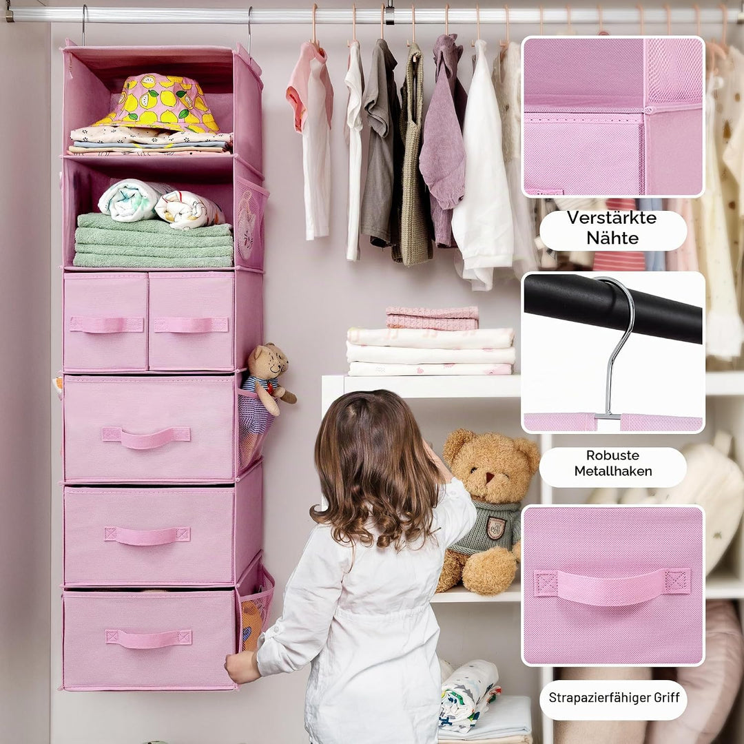 GRANNY SAYS Kleiderschrank Organizer Hängend, 1 Stück Hängeorganizer mit Schubladen, Rosa Hängeaufbe