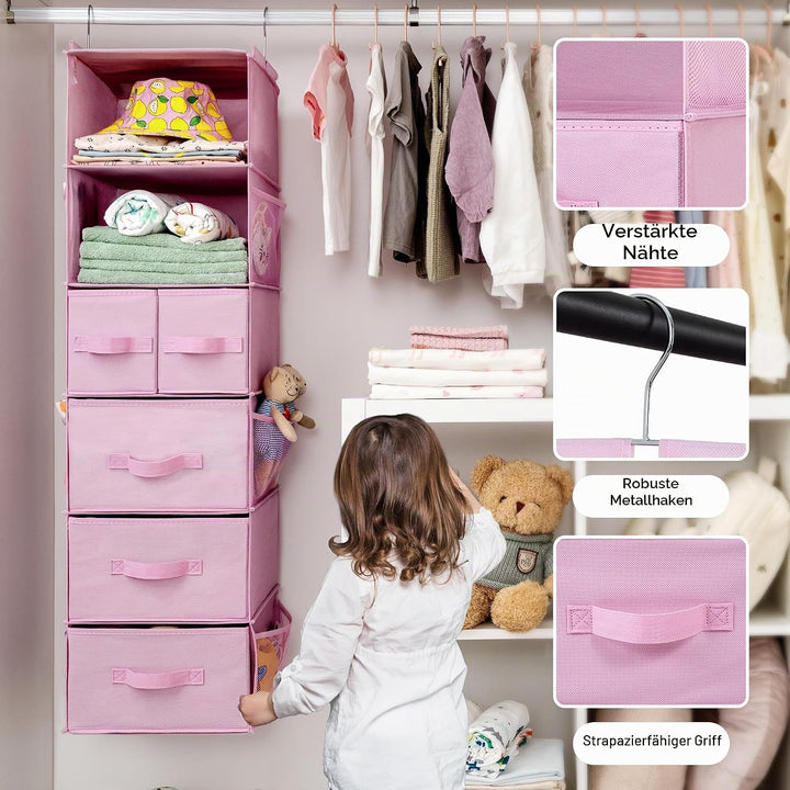 GRANNY SAYS Kleiderschrank Organizer Hängend, 1 Stück Hängeorganizer mit Schubladen, Rosa Hängeaufbe