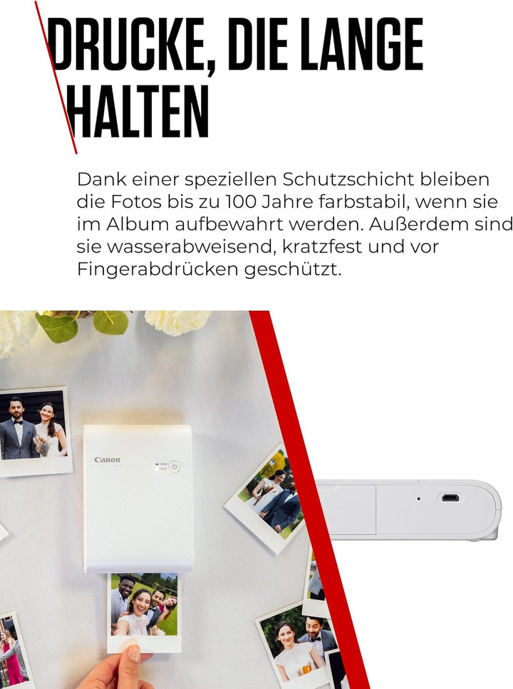 Canon SELPHY SQUARE QX10 Mini Fotodrucker mobil tragbar unterwegs (quadratischer Druck 6,8 x 6,8cm m