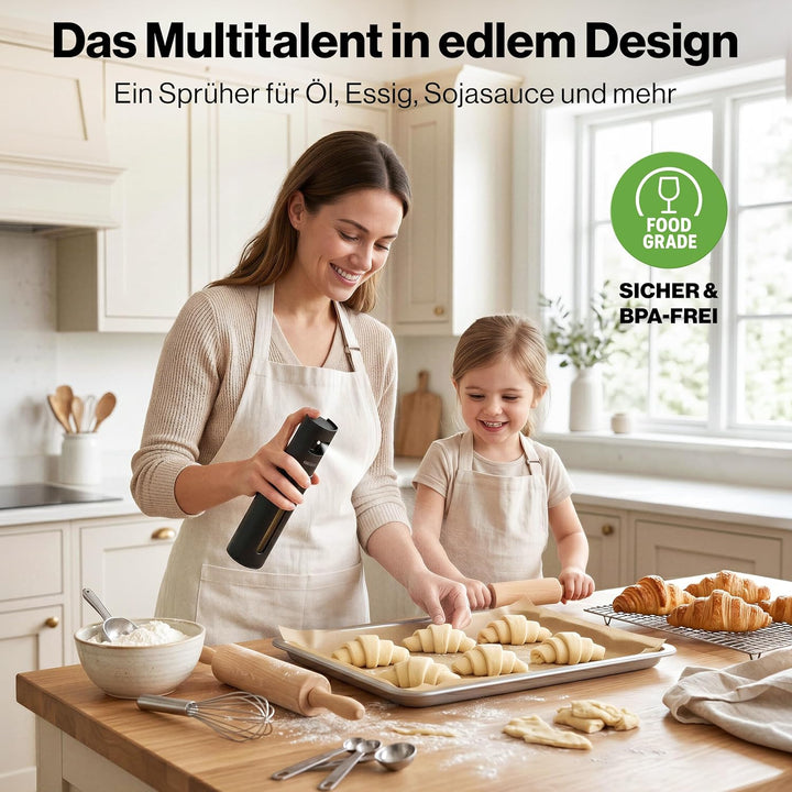 EDELHAUS Edelstahl Ölsprüher - Hochwertige Öl-Sprühflasche aus Edelstahl & Glas, für gesundes Kochen
