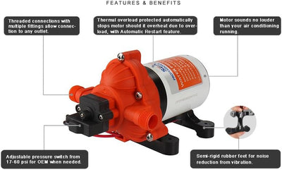 Seaflo 33 Serie DC Membranpumpe 12V/24V 3.0GPM 45PSI (12 Volt), 12 Volt