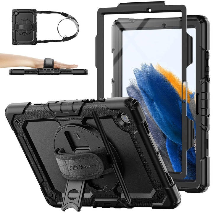 SEYMAC stock Hülle für Samsung Galaxy Tab A8 10,5 Zoll mit Bildschirmschutz Stifthalter [360 Drehbar