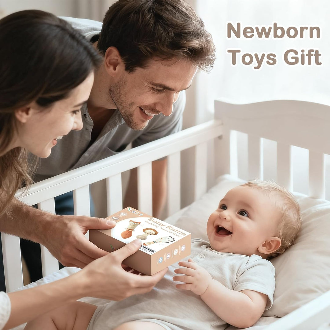 Beissring Baby Rassel Baby Spielzeug 6 MonateSensorik Geschenk (3 Stück)