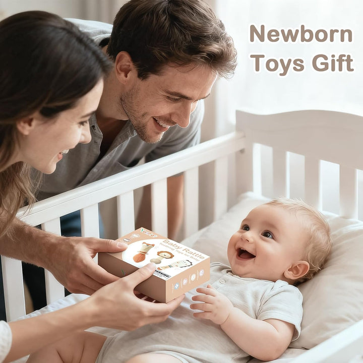 Beissring Baby Rassel Baby Spielzeug 6 MonateSensorik Geschenk (3 Stück)