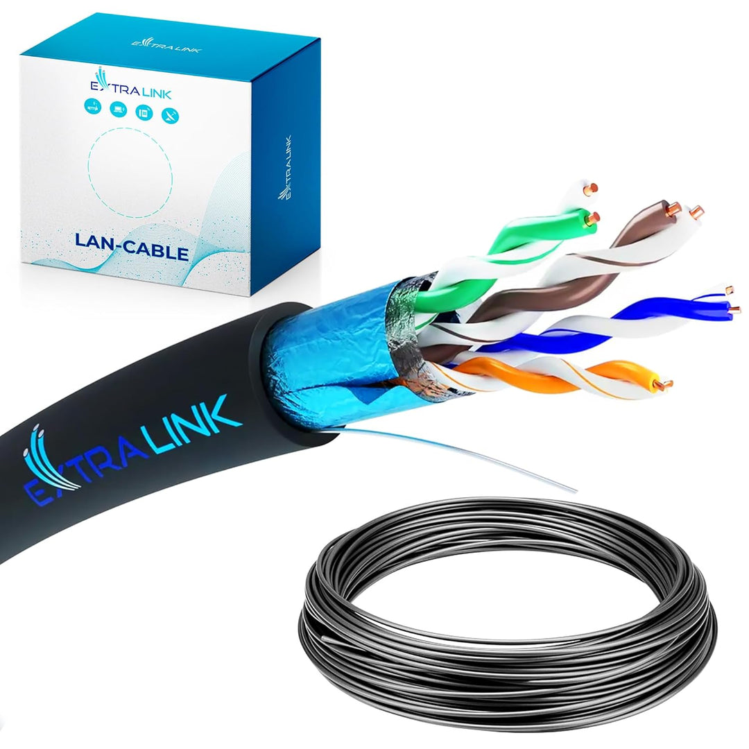EXTRALINK CAT 5E FTP F/UTP mit Alufolie abgeschirmt Outdoor Ethernet Kabel 50 METER Extern Twisted P