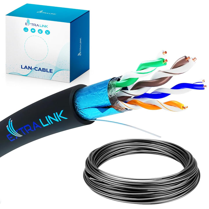 EXTRALINK CAT 5E FTP F/UTP mit Alufolie abgeschirmt Outdoor Ethernet Kabel 50 METER Extern Twisted P