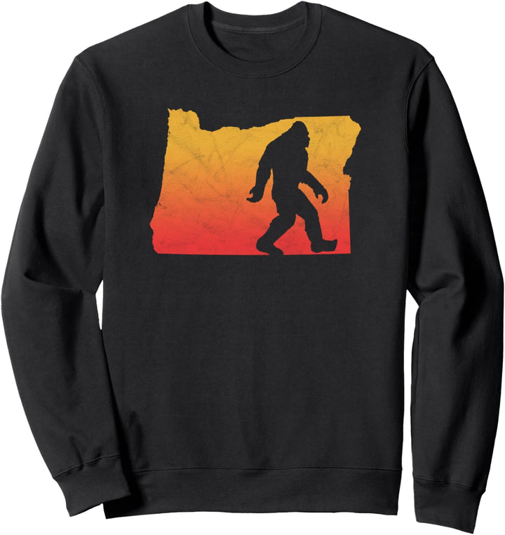 Retro State of Oregon Bigfoot Believer Vintage Sunset Design Sweatshirt