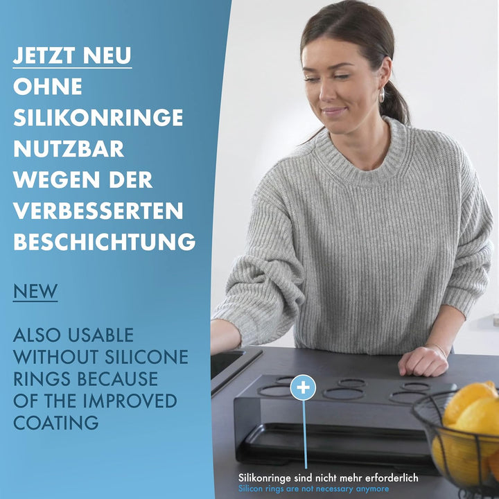 Panteer ® Flaschenhalter für SodaStream Flaschen - Abtropfhalter aus Edelstahl mit Keramikschale ink