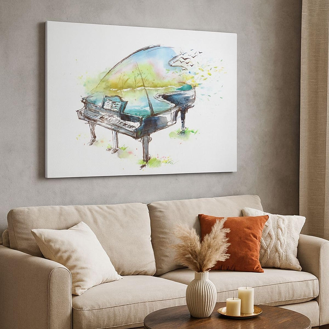 Bilder auf Leinwand 100x70cm Leinwandbild Klavier Natur Musik Eleganz Gross Wanddeko Bild Schlafzimm