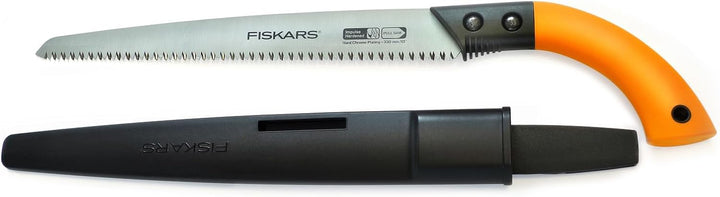 Fiskars Handsäge für frisches Holz bis Ø 15 cm, Mit feststehendem Blatt, Inklusive Kunststoff-Köcher