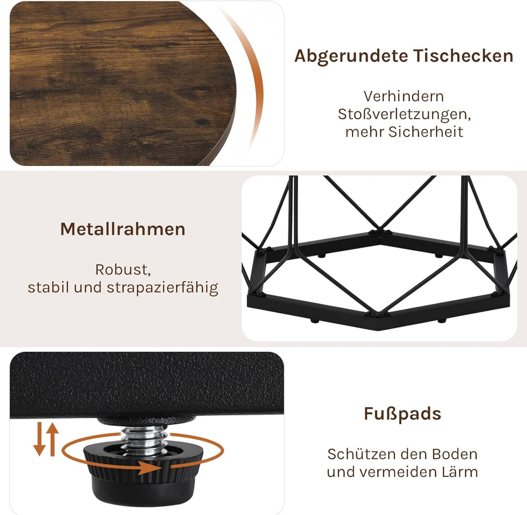 WOLTU Couchtisch rund, Wohnzimmertisch mit Stauraum, Beistelltisch Sofatisch Kaffeetisch, aus Metall