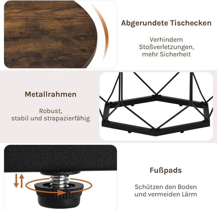 WOLTU Couchtisch rund, Wohnzimmertisch mit Stauraum, Beistelltisch Sofatisch Kaffeetisch, aus Metall
