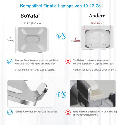 BoYata Laptop Ständer, Aluminium Höhenverstellbarer Belüfteter Laptophalter, Notebook Stand Kompatib