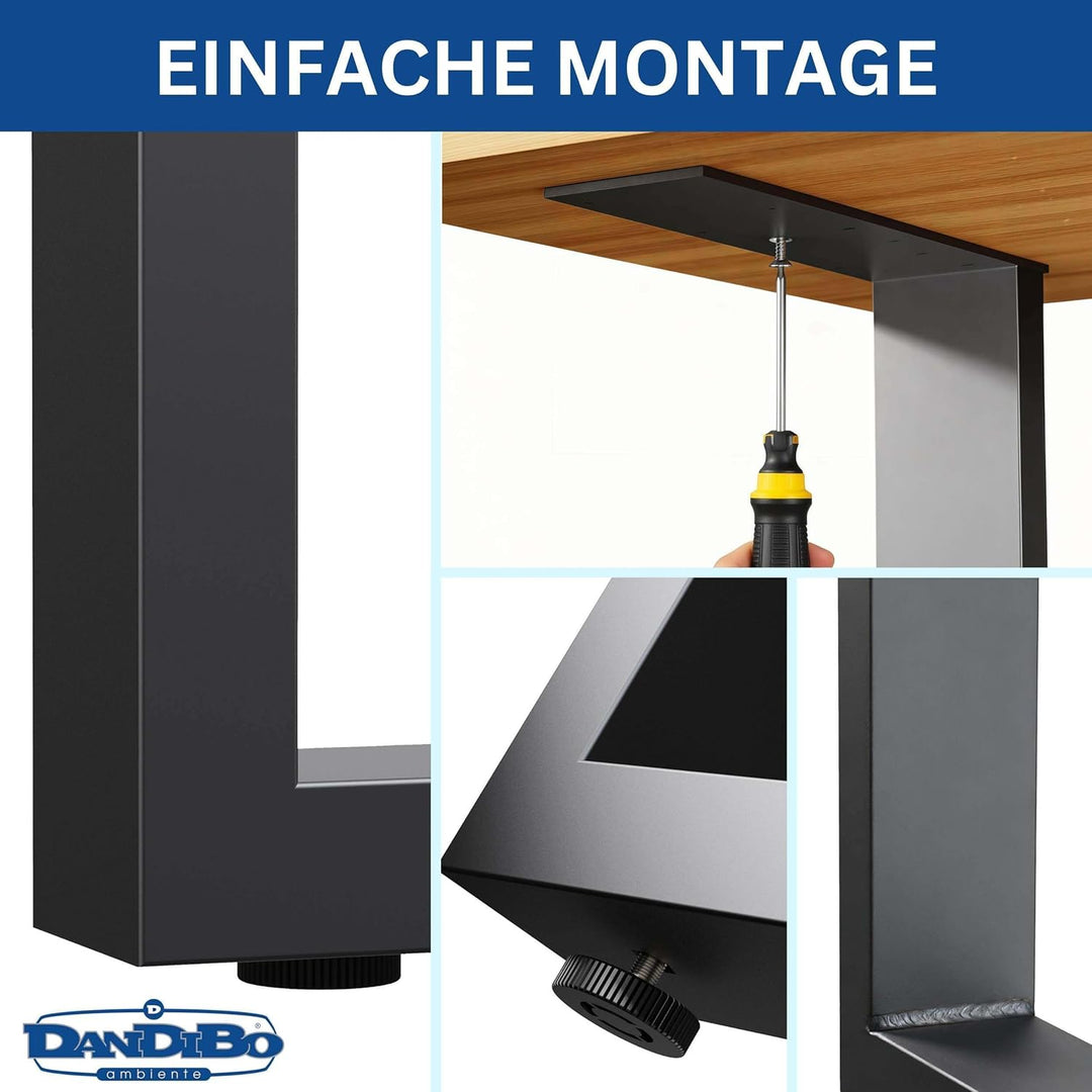 DanDiBo 2X Tischbeine Metall Schwarz 72 x 62 cm Tischgestell Höhenverstellbar 96662 Tischfüsse Möbel