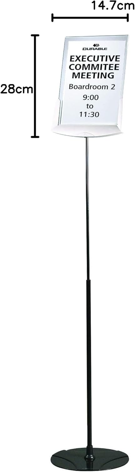 Durable Infoständer mit Acryl-Sichttafel A4, höhenverstellbar, anthrazit/grau, 558957 Bodenschild, B
