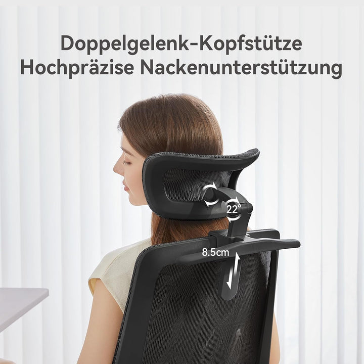 SIHOO M59AS Ergonomischer Bürostuhl mit 3D-koordinierbaren, hochklappbaren Armlehnen, Doppelsitzlehn