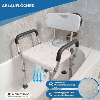 Mobiclinic, Modell Puerto, Badestuhl für Behinderte, Duschhilfe, Badehocker für Ältere, Badesit mit