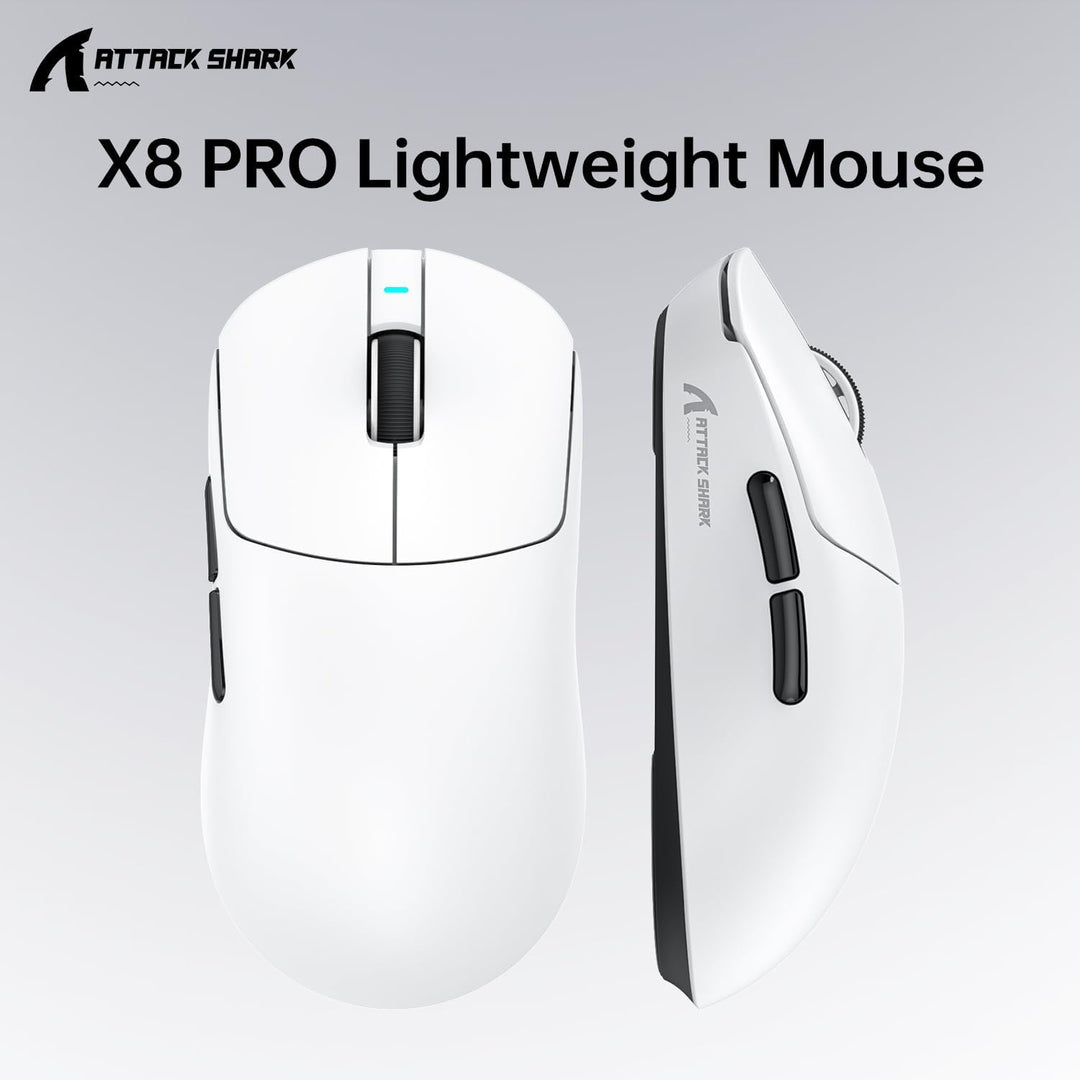 ATTACK SHARK X8PPO 8K Mouse with Grip Tape for Large Hand, 55g Superlight, PixArt PAW3395PRO Gaming