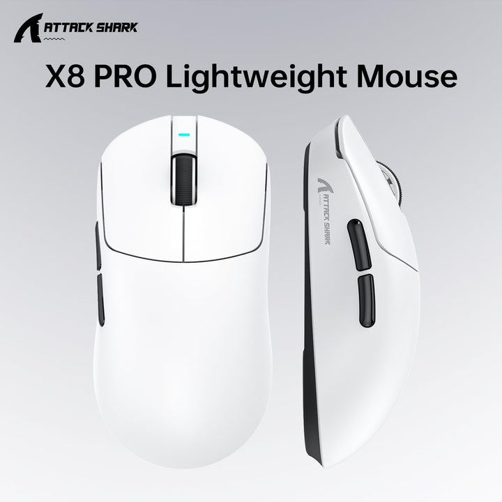 ATTACK SHARK X8PPO 8K Mouse with Grip Tape for Large Hand, 55g Superlight, PixArt PAW3395PRO Gaming