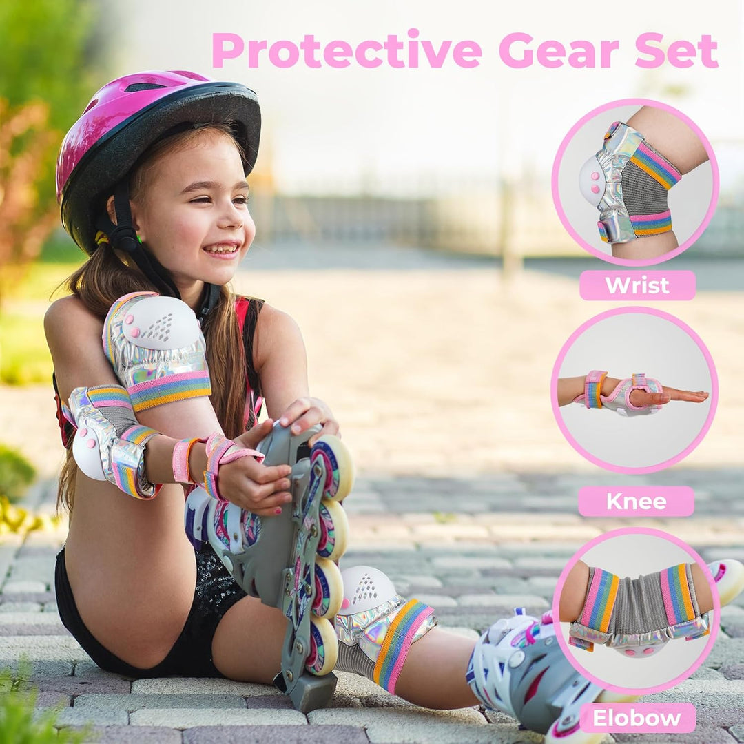 BOSONER Knieschoner Kinder Schoner Inliner Protektoren 6er Set Schützer Inliner Inline Skates Knie U