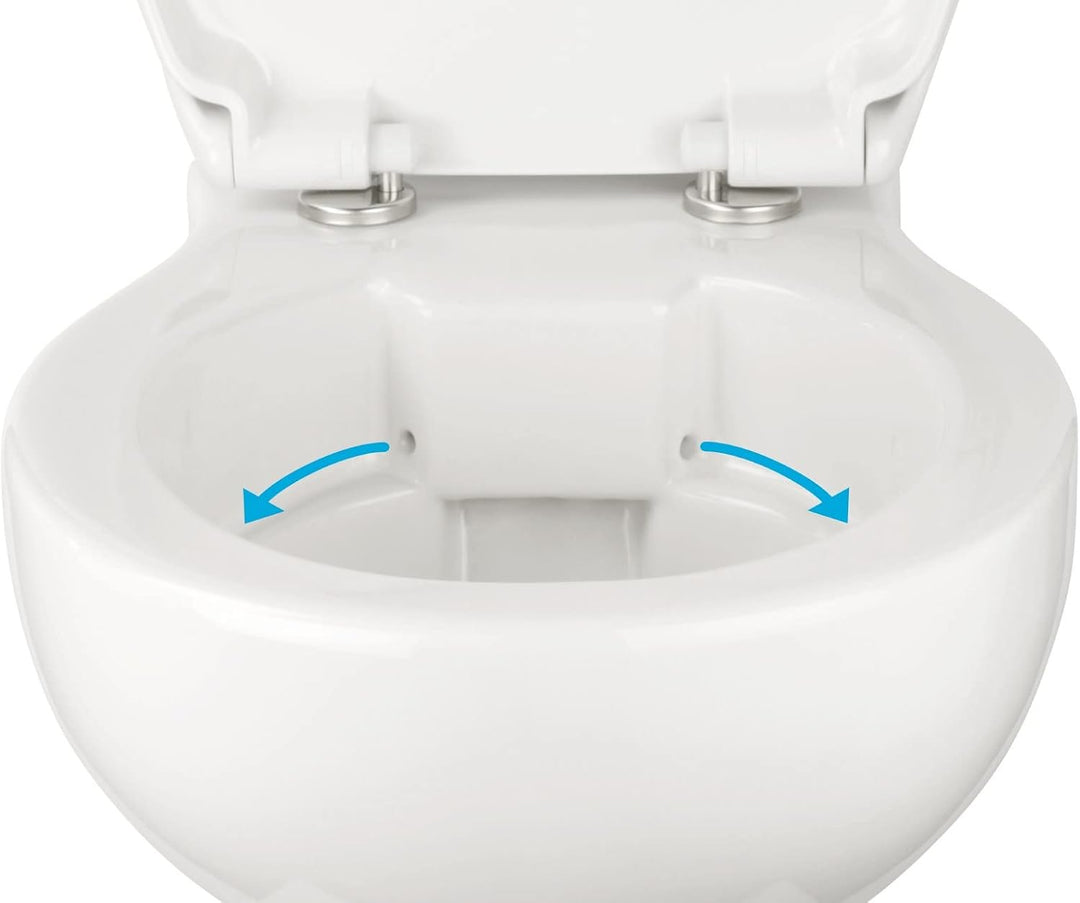 'aquaSu® Wand-WC-Set, Tiefspüler, Spülrandlose Toilette, Hängetoilette, Einfache Reinigung, weiss We