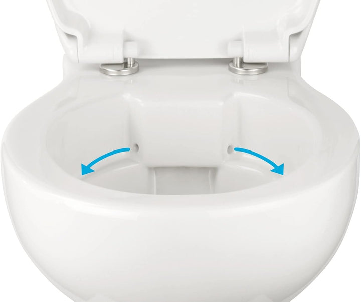 'aquaSu® Wand-WC-Set, Tiefspüler, Spülrandlose Toilette, Hängetoilette, Einfache Reinigung, weiss We