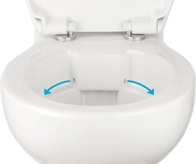 'aquaSu® Wand-WC-Set, Tiefspüler, Spülrandlose Toilette, Hängetoilette, Einfache Reinigung, weiss We