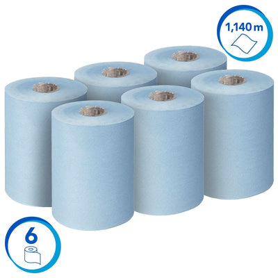 Scott Essential Slimroll Rollenhandtücher 6696 – blaue Papiertücher – 6 x 190 m Rollenpapiertücher (